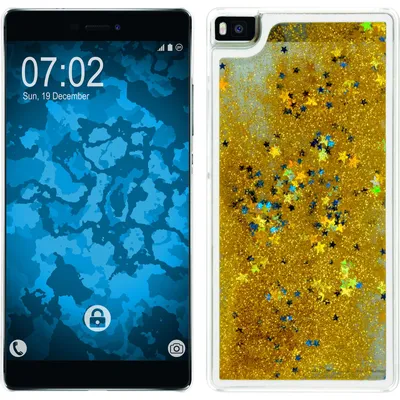 Produktbild von PhoneNatic Case kompatibel mit Huawei P8 - Hülle gold Stardust Hard-case + 2 Schutzfolien