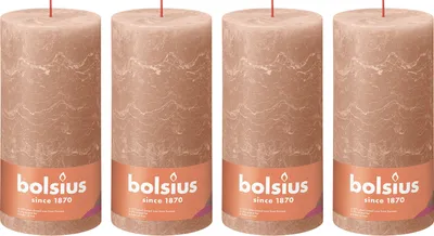 Image de lot de 4 bougies - hauteur 20 cm - diamètre 10 cm - Rustique - Caramel crémeux