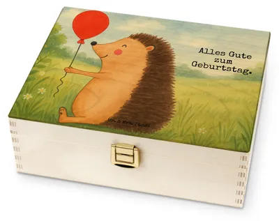 Produktbild von Mr. & Mrs. Panda Tee Box Igel Luftballon Design - Weiß - Geschenk, Beutel Halter, Teedose, Ballon, Teekasten, Happy Birthday, Aufbewahrung, Geburtstagskind, für Paare