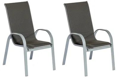 Produktbild von Merxx Stapelsessel Amaro 2er Set - Aluminiumgestell Silber mit Textilbespannung Anthrazit