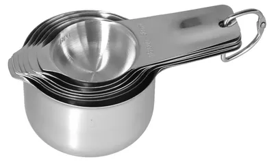 Image de Lot de 7 pièces : tasses et cuillères doseuses en acier inoxydable avec graduation, ustensiles de pâtisserie pour la cuisine