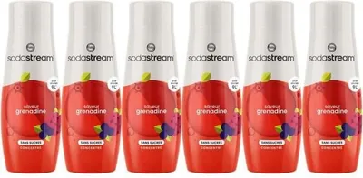 Image de Concentrés SODASTREAM - Paquet de 6 concentrés de grenadine sans sucre - Donne jusqu'à 54 l de boisson - 440 ml