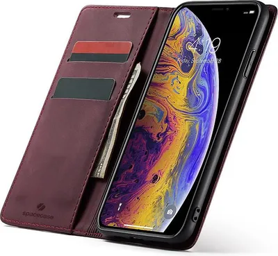 Obrázek produktu pro Pouzdro s klopou na telefon SPACECASE Wallet pro iPhone X/Xs Červená