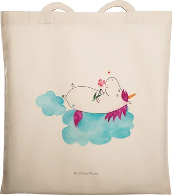 Produktbild von Mr. & Mrs. Panda Tote Bag Einhorn Verliebt - Transparent - Geschenk, Liebe, Tasche, Einkaufstasche, Jutebeutel, Laptoptasche, Shopping, Unicorn, Einhörner, Wolke