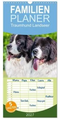 Immagine prodotto di Calendario familiare 2027 - Cane di razza Landseer, con 5 colonne (calendario da parete, 21 x 45 cm) CALVENDO
