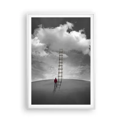 Produktbild von Gerahmtes Poster - Weißer Rahmen - Symbol Leiter Himmel - 70x100 cm - Wand Bild - Wanddeko - Wandbilder - Kunstposter - Wandposter - Bilderrahmen - Bilder - Kunstdruck - P2WPA70x100-4900