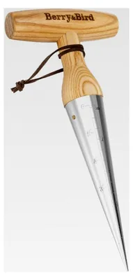 Produktbild von Blumenzwiebelpflanzer 26 cm - Pflanzholz mit Skala und Eschenholzgriff, geeignet zum Pflanzen von Sämlingen und Zwiebeln