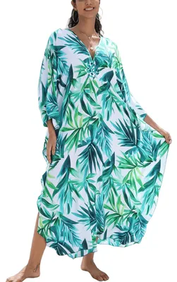 Imagen del producto de Solidchoice - Caftán bohemio de talla grande, ideal para cubrir el traje de baño, para mujer