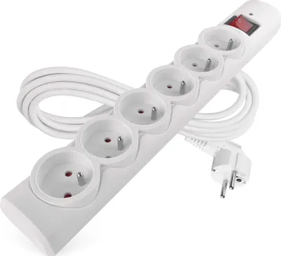 Přepěťová ochrana – 6 zásuvek, 3 m, bílá