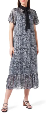 Produktbild von COBIE Damen Midikleid mit Leoprint 19223977-CO01, Grau, S