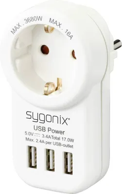 Produktbild von Sygonix SY-4755856 Zwischensteckdose mit USB Weiß