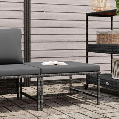 Produktbild von vidaXL Modular-Fußhocker mit Kissen Grau Poly Rattan