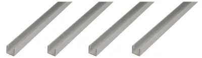 Zdjęcie produktu dla Alberts 4 x profil U, aluminium, 20 x 20 x 20 x 1,5 mm, długość 1 m, anodowane na srebrno