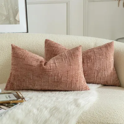 Produktbild von 2er Set Chenille Kissenbezüge 30x50 cm Dusty Pink