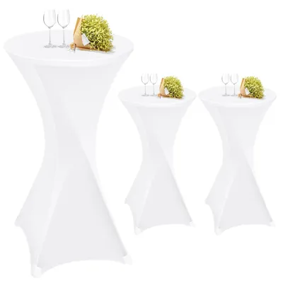Zdjęcie produktu dla Zestaw 3 białych obrusów do stołów bistro, pasujących do stołów o wymiarach 60-65 cm