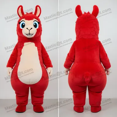 Produktbild von Samtroter, MASTICOT rote verspielte Lama-Maskottchen-Kostüm