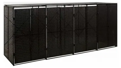 Produktbild von Mülltonnenbox für 4 Tonnen, Schwarz, 274x80x117 cm, Poly Rattan