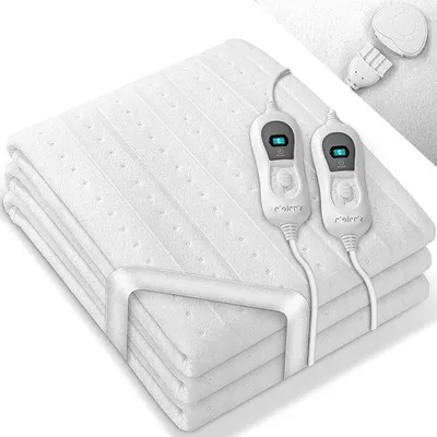 Productafbeelding van Elektrisch Warmteonderdeken - Verwarmingsdeken Bed - Lekker Slapen - Twee Temperatuurzones - 160 x 140 cm - Wit