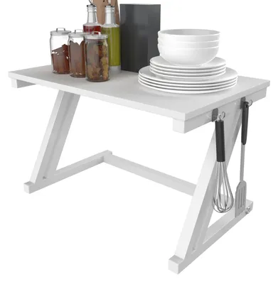 Immagine prodotto di Ripiano per microonde - Ripiano da cucina a forma di Z - Acciaio inossidabile - A un piano - 57×38×38 cm - Per microonde e tostapane - Bianco