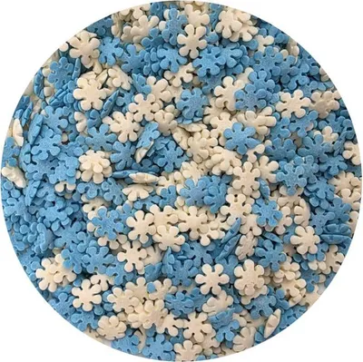 Produktbild von Zuckerdekor weiß-blaue Schneeflocken 80g