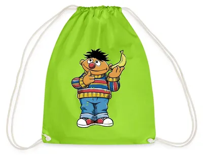 Produktbild von Spreadshirt Sesamstraße Ernie am Bananentelefon Turnbeutel, One size, Neongrün