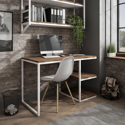Obrázok produktu pre Pracovný stôl Počítačový stôl MODERN LOFT Biely / dub Stirling