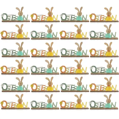 Produktbild von com-four® 24x Deko Aufsteller für Ostern - Schriftzug mit Osterhasen