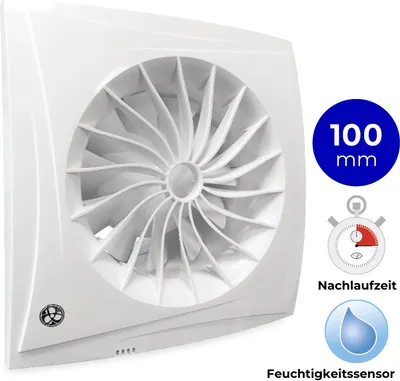 Produktbild von Blauberg Badlüfter - Weiß - Ø 100 mm - Geräuscharm - Feuchtigkeitssensor