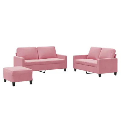 Produktbild von 3-tlg. Sofagarnitur mit Kissen Rosa Samt