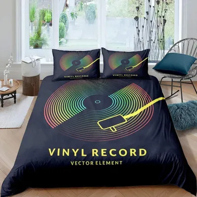 Zdjęcie produktu dla Komplet pościeli 2-częściowy, 155x220 cm, z poszewką na poduszkę 80x80 cm, wykonany z mikrofibry, w czarnym kolorze, z motywem rockowym