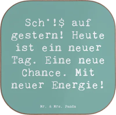 Produktbild von Mr. & Mrs. Panda Untersetzer Glas Spruch Selbstzweifel Neuanfang - Meeresbrise - Geschenk, Kaffee, Motivation, Coaster, Selbstwahrnehmung, Quadratischer, Selbstvertrauen