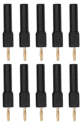Produktbild von 10 Stück Bananenstecker-Adapter, 2 mm Stecker auf 4 mm Buchse, vergoldetes Messing, 30 V, schwarz