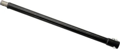 A black extension rod with a gray metal end, isolated on a white background.