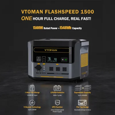 Obrázok produktu pre Prenosná elektráreň – 1548 Wh, lítiovo-železo-fosfátová batéria – 3000 W výkon – Záložný zdroj energie pre domáce a vonkajšie použitie, Obrázok generovaný UI