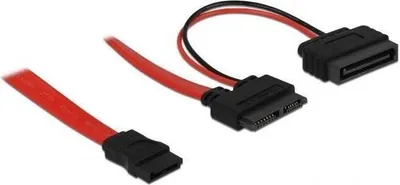 Immagine prodotto di DELOCK SATA-Kabel Slim 13pin -> SATA 7pin +SATA 15pin 0.3m