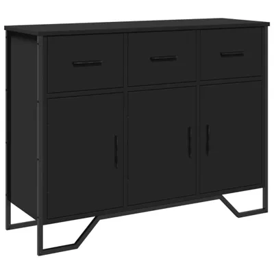 Image de Buffet noir 97x32,5x74,5 cm bois d’ingénierie