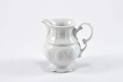 Zdjęcie produktu dla Wysoki dzbanek na mleko, 0,22 l, czeska porcelana, Sonata, biała koronka, Leander