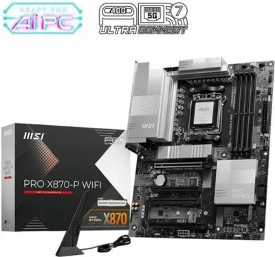 Imagen del producto de MSI PRO X870-P WIFI: Placa base - ATX - Socket AM5 - Chipset AMD X870 - 5 puertos Gigabit Ethernet, Wi-Fi 7 - Gráficos integrados (requiere CPU) - Audio HD (8 canales)