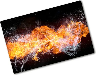 Produktbild von Tulup Glas Herdabdeckplatte - 80x52 cm - Glaskeramikkochfeld-Abdeckung Spritzschutz Glasabdeckplatte - Einteilig - Kunst: Modern & Klassisch - Feuer und Wasser - Orange