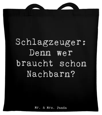 Produktbild von Mr. & Mrs. Panda Shopping Tasche Spruch Schlagzeuger Spruch - Schwarz - Geschenk, Schultasche, Instrument, Laptoptasche, Beats, Lernen, Lärm, Musik, Band, Schlagzeug