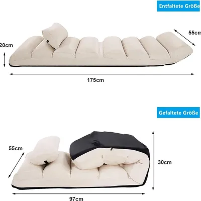 Imagen del producto de Sillón de suelo reclinable - Sillón plegable - Sillón de suelo - Sofá de suelo - Respaldo ajustable