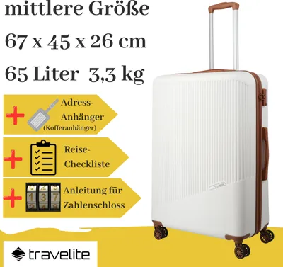 Produktbild von Travelite BALI 4w Trolley M, Weiss/cognac
