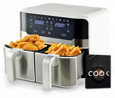 Produktbild von MasterPRO Rocket Duo 900 | Doppelte Heißluftfritteuse | Farbe Weiß | 9L Fassungs