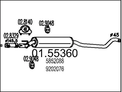 Produktbild von MTS 01.55360 Mittelschalldämpfer Schalldämpfer für OPEL Corsa B Schrägheck (S93)