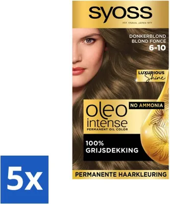 Obrázok produktu pre SYOSS - Oleo Intense 6-10 - Farba na vlasy - Permanentná farba na vlasy - Tmavá blond - Dlhotrvajúca farba - Hodnotné balenie - 5 kusov
