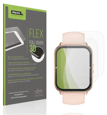 Produktbild von 2x Full Cover Schutzfolie matt für Cloudpoem 1.85 Zoll Smartwatch Panzerfolie Anti-Shock