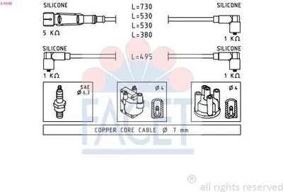 Produktbild von FACET 4.9640 Zündkabelsatz Zündleitungssatz für VW POLO (6N2) Polo Schrägheck (6N1) Vento (1H2) Polo Classic (6V2) für SEAT Ibiza II (6K1)
