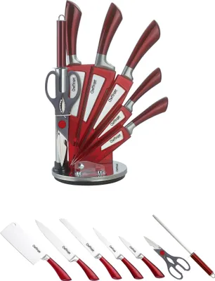 Produktbild von 8 tlg Messerset Kochmesser Messerständer drehbar Edelstahl