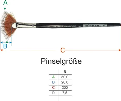 da Vinci 1385 Gr 5 VARIO-TIP FAN Synthetikpinsel bordeauxlasierte Stiele
