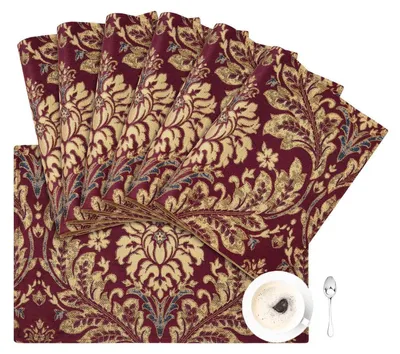 Immagine prodotto di Set di 6 tovagliette, tessuto jacquard, lavabili, 30x45 cm, colore rosso